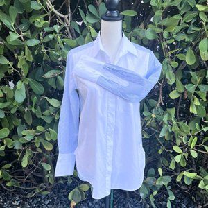 VINCE Striped Color Block White Button Down Shirt Size 2